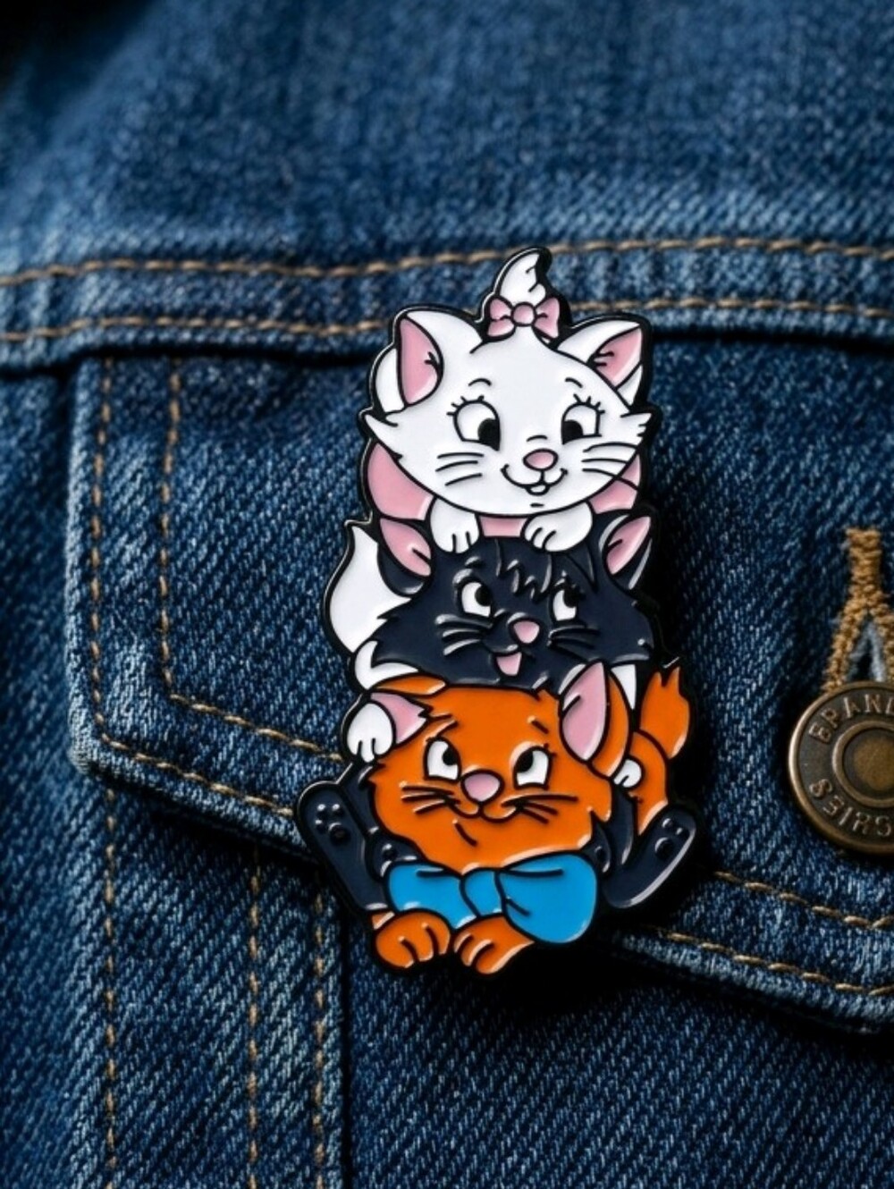 Aristocats Cat Tower Enamel Pin Marie Berlioz Toulouse Mischievous Kitten Whimsy